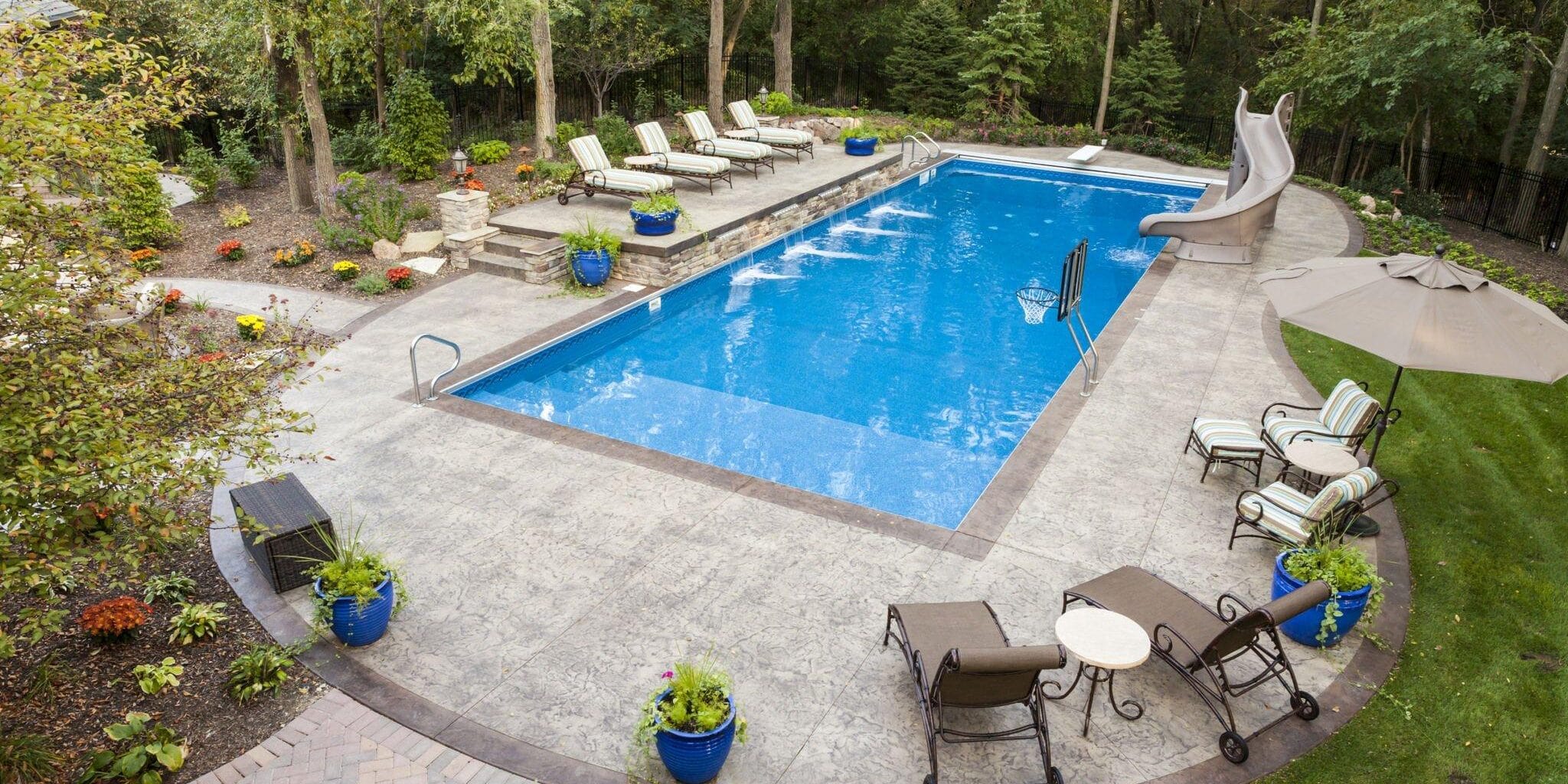 Backyard swimming pool in Ontario home.