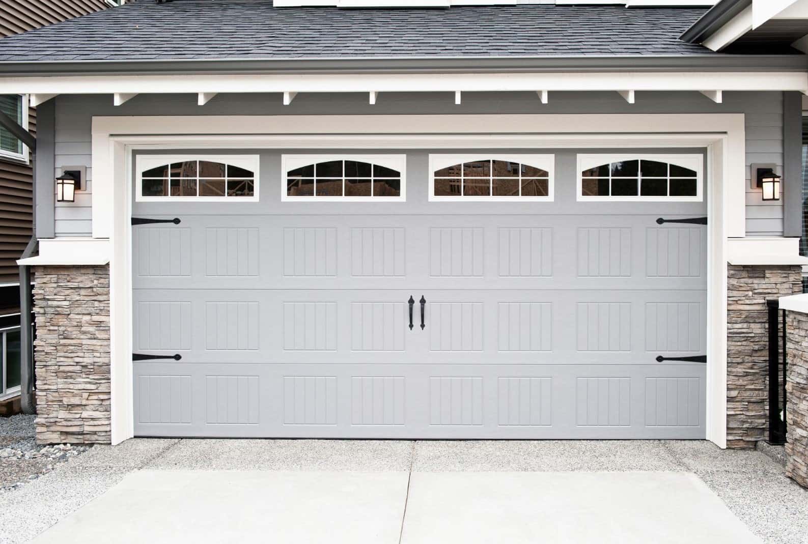 Grey Traditional Garage Door with Windows