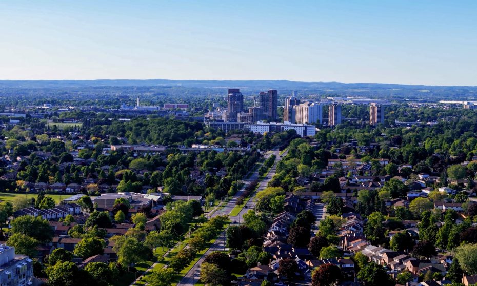 Panoramic view of the Ajax, Ontario skyline highlighting the local service area for garage door installations.