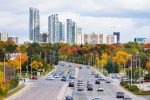 Street view of North York, Ontario, featuring local condo developments and residential service areas.