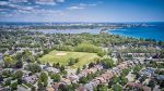Aerial view of a Pickering residential neighborhood near Frenchman's Bay, served by Dodds Garage Doors.