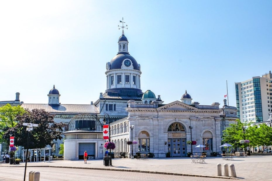 The historic Kingston City Hall building in the downtown core of Kingston, Ontario.