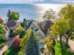 Aerial view of luxury waterfront homes in Oakville, Ontario near Lake Ontario.