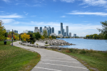 Scenic view of Mimico Waterfront Park in Etobicoke, highlighting the local service area for garage door installation and sales.