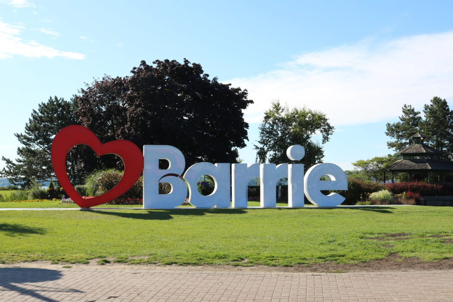 Wide shot of the Barrie skyline and downtown area highlighting the local garage door service region.