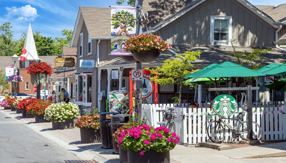 Historic Main Street in Unionville, Ontario, proudly served by Dodds Doors.