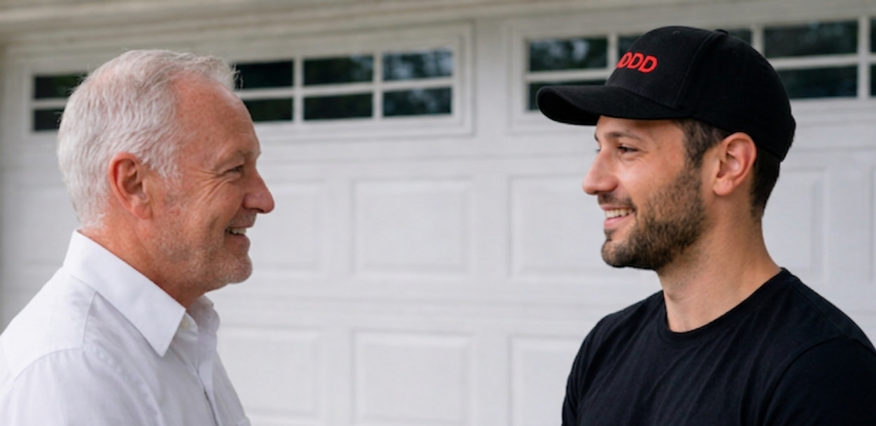 dodds garage door consultation in ontario with a homeowner
